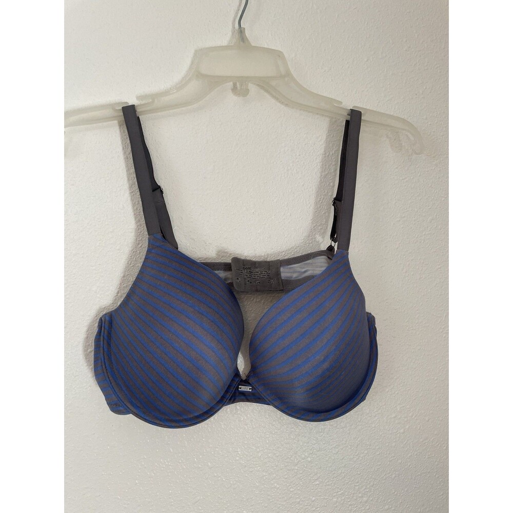 Self Expressions Black Everyday Comfort Bra 38C Underwire Adjustable Blue Gray